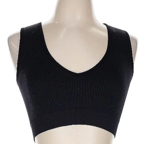 Black Ribbed Crop Top - Picture 1 of 3